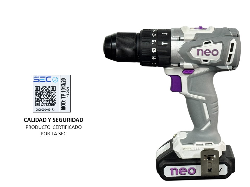 Taladro Percutor 13mm 20v Inalambrico Brushless 2 Bat. Sec - Imagen 5