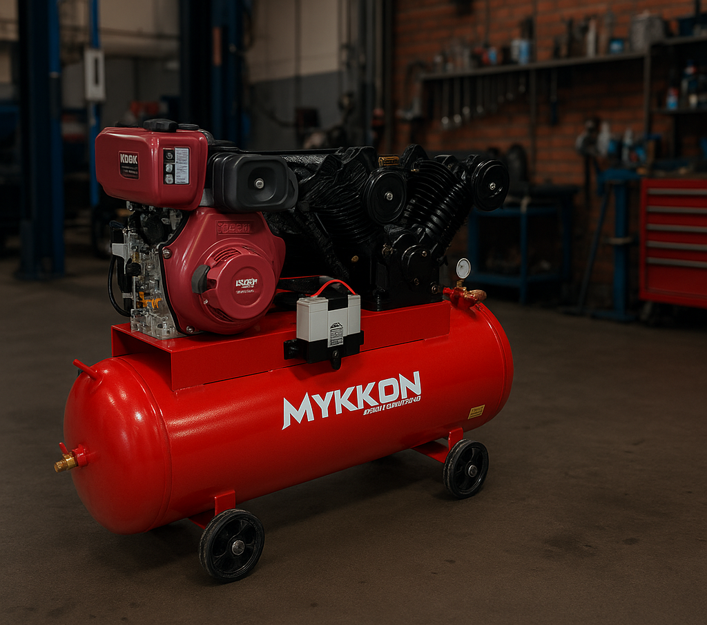 Compresor De Aire Diesel 300lt 10hp Mykkon Lic. Jap. Rojo - Imagen 6