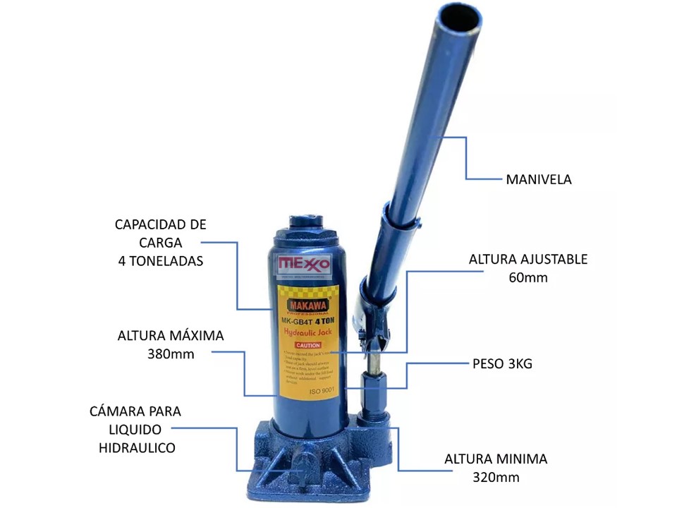 Gata Auto 4 Toneladas Hidraulica Botella - Imagen 2