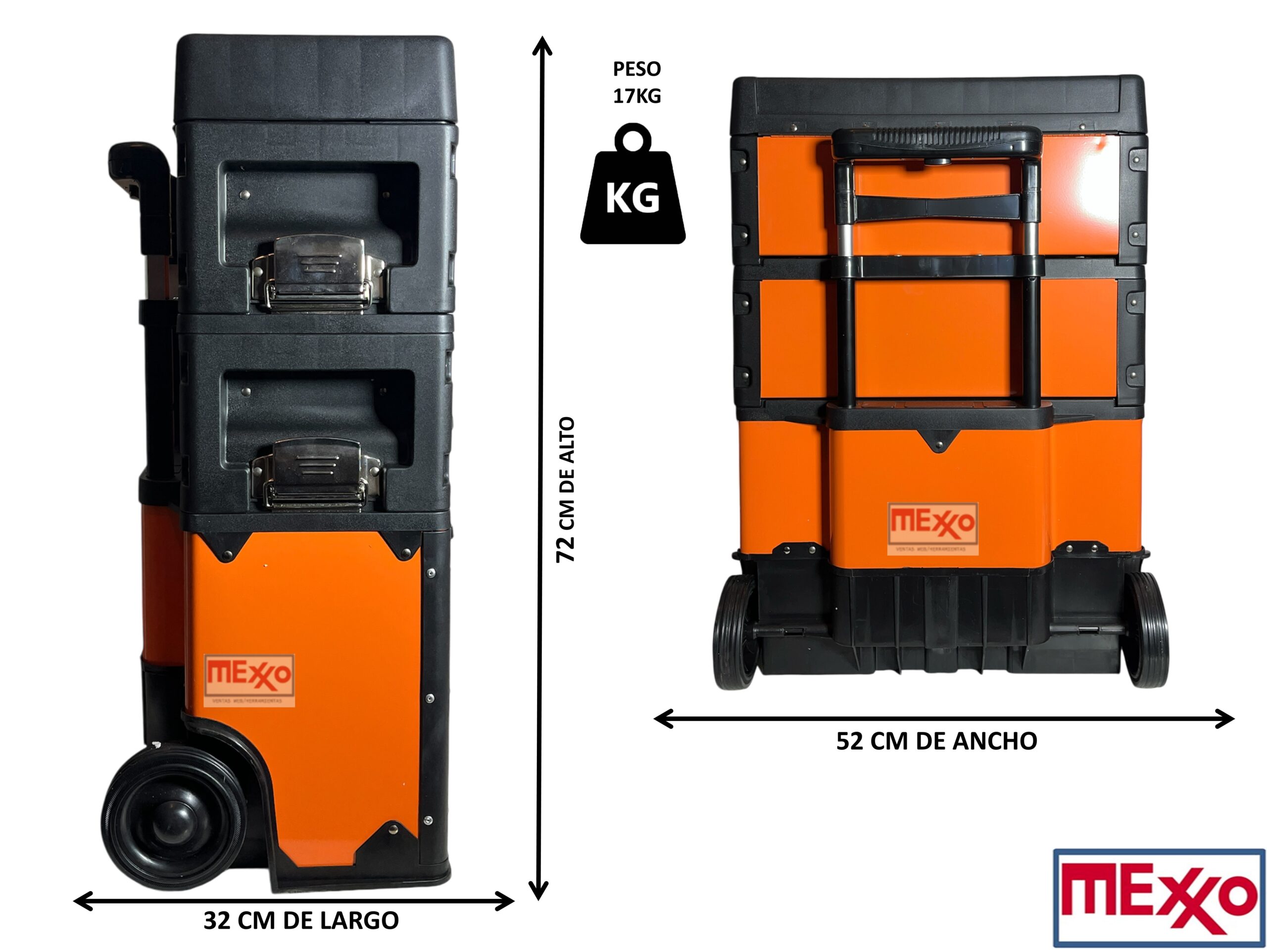 Caja Carro Herramienta Metálica Ruedas 3 En 1 Multifunción - Imagen 3