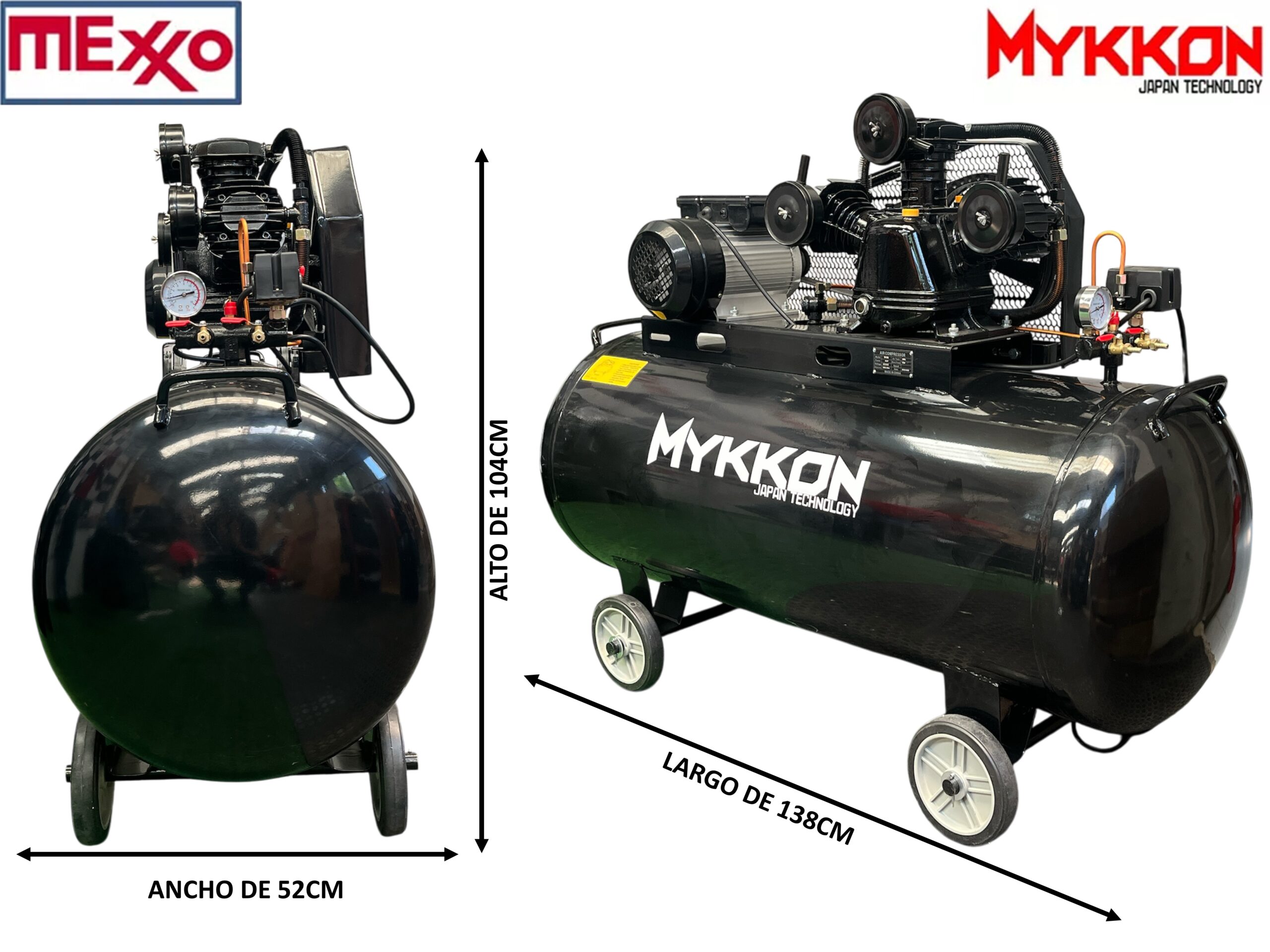 Compresor Industrial De Aire 300 Litros 4hp 3 Pistones Mykkon Japón - Imagen 3