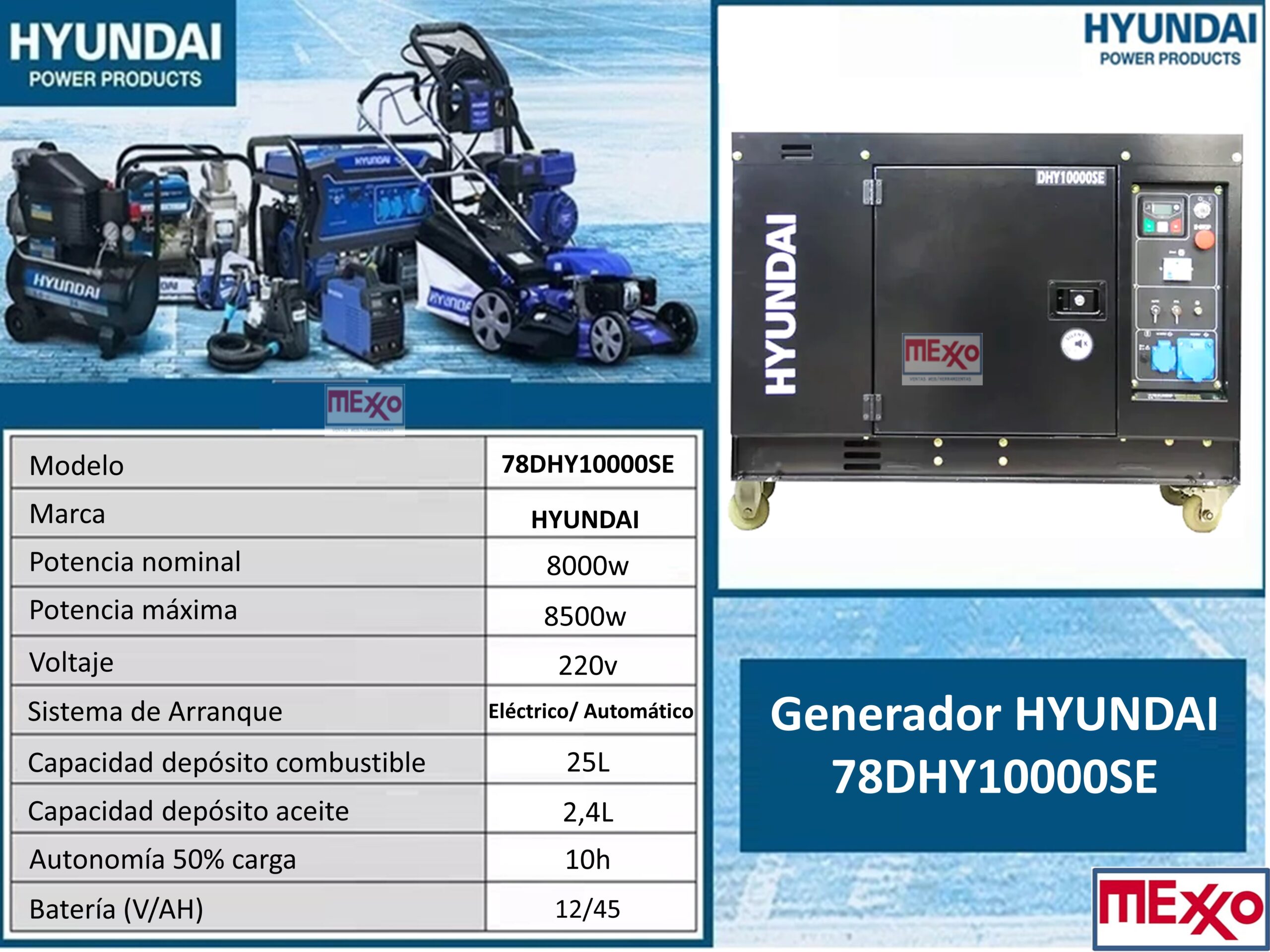 Generador Diesel 8,5 Kva Ats Insonorizado Hyundai Sello Sec - Imagen 3
