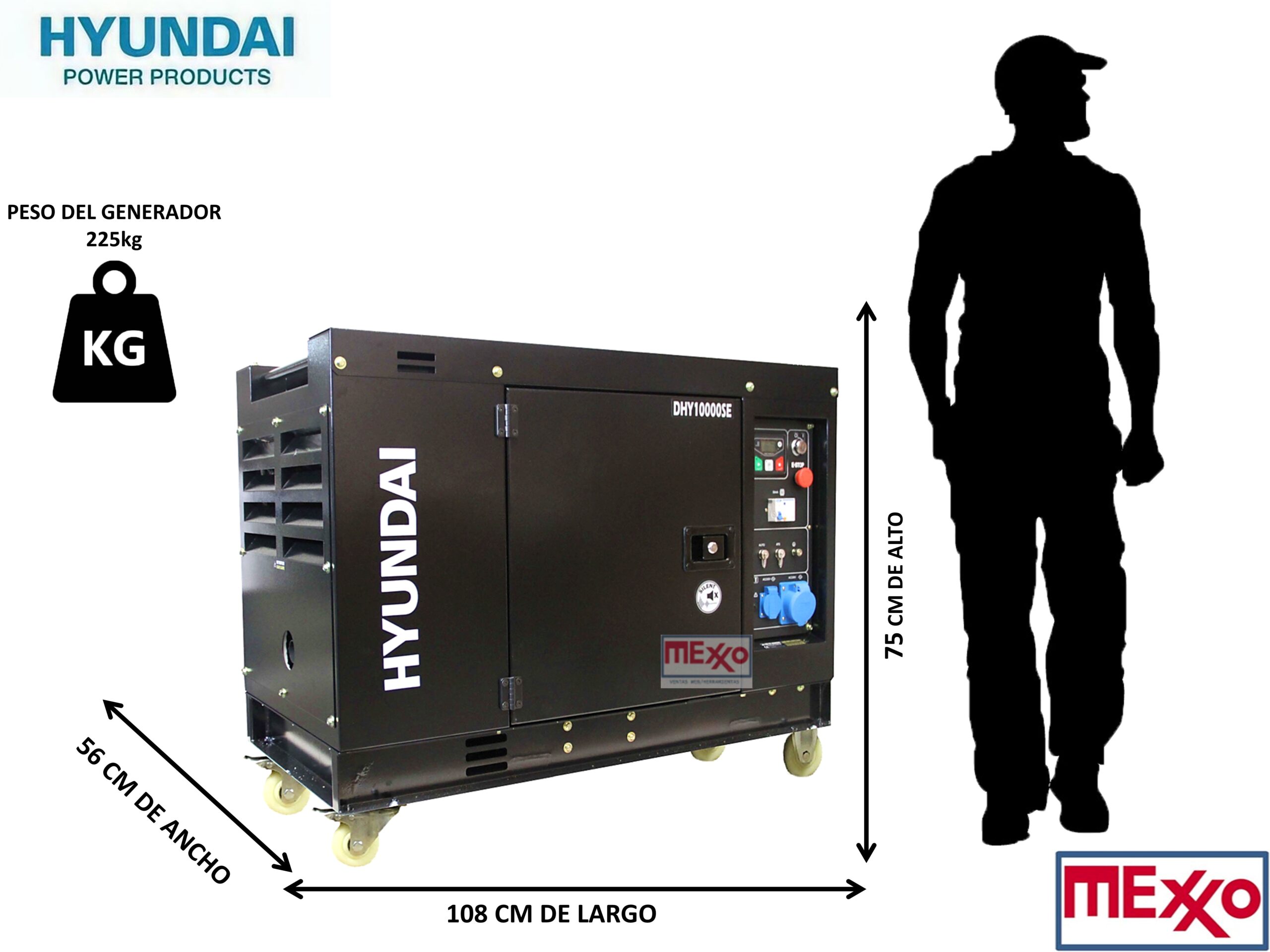 Generador Diesel 8,5 Kva Ats Insonorizado Hyundai Sello Sec - Imagen 5