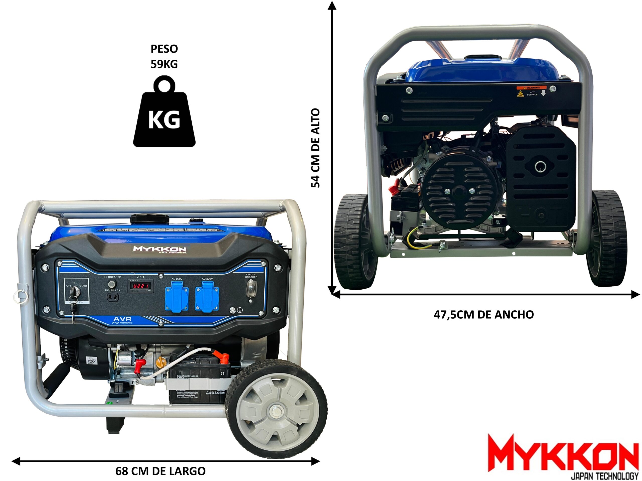 Generador Eléctrico 3300w Partida Elec Mykkon Lic Japon Sello Sec - Imagen 3