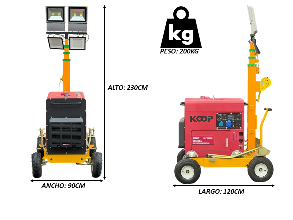 Torre De Iluminación Led 4.5mts Generador Diesel Insonoro 6500w Koop - Imagen 3